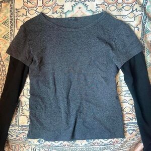 Cute Brandy Melville Grey + Black Layered Long Sleeve Top